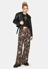 Triple Goddess Print Wide Leg Trouser