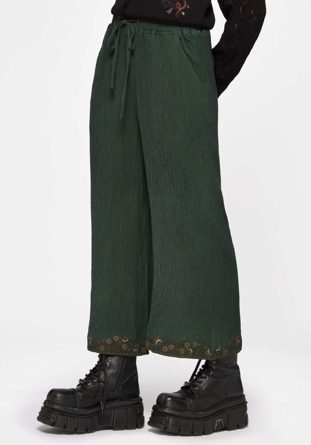 Elio Crinkle Embroidered Culotte