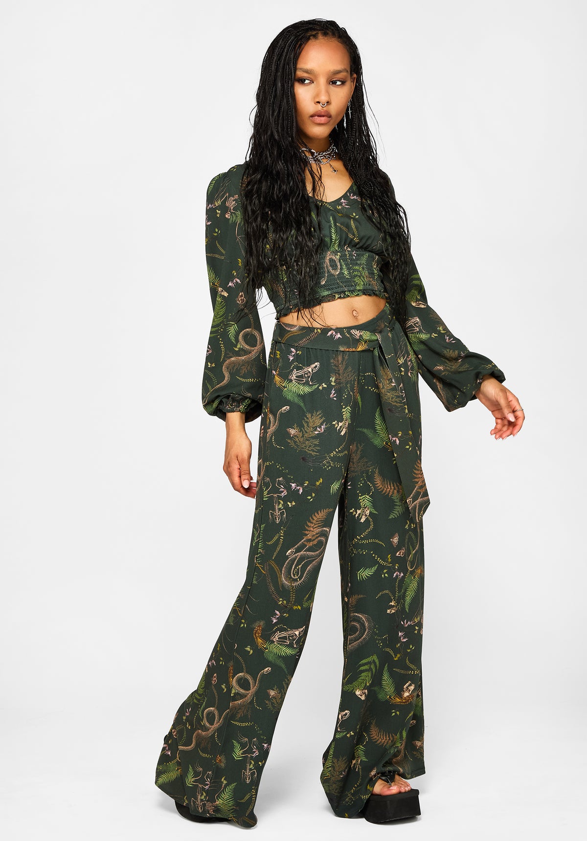 Noctaris Print Wide Leg Palazzo Pants
