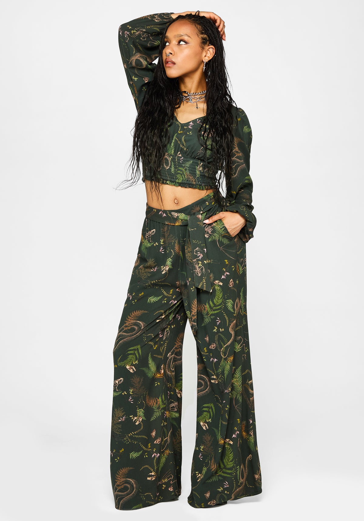Noctaris Print Wide Leg Palazzo Pants