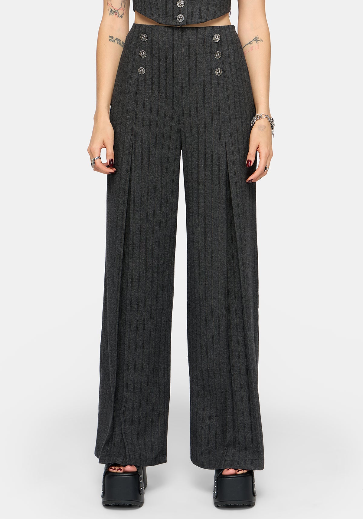 Blair Pinstripe High Waist Tailored Trouser