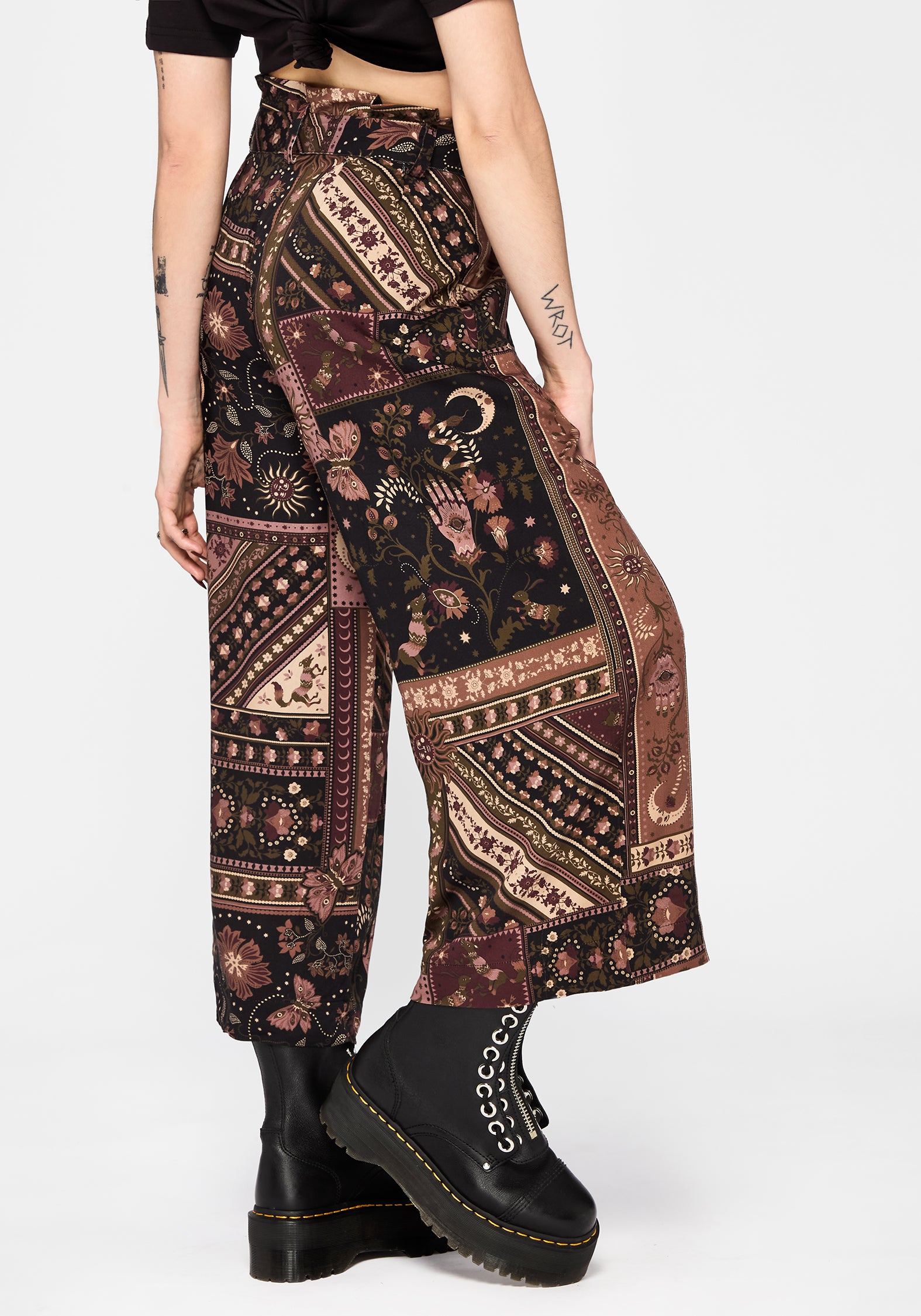 Nola Folk Patchwork Print Paperbag Culotte