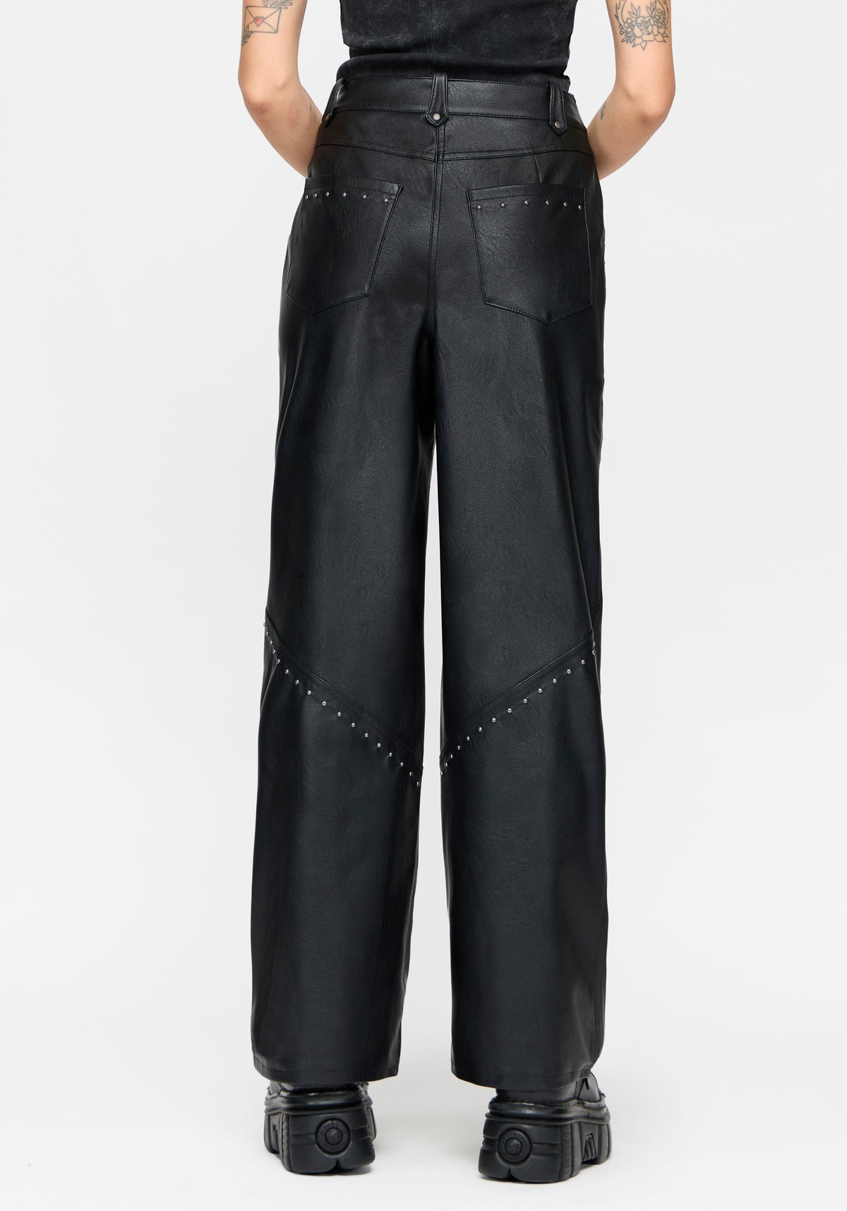 Talia Studded PU Wide Leg Trouser