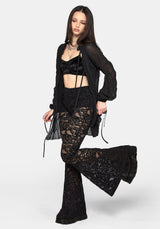 Amina Flocked Lace Flare Pants