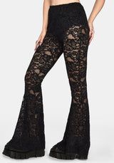 Amina Flocked Lace Flare Pants