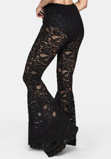 Amina Flocked Lace Flare Pants