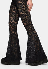 Amina Flocked Lace Flare Pants