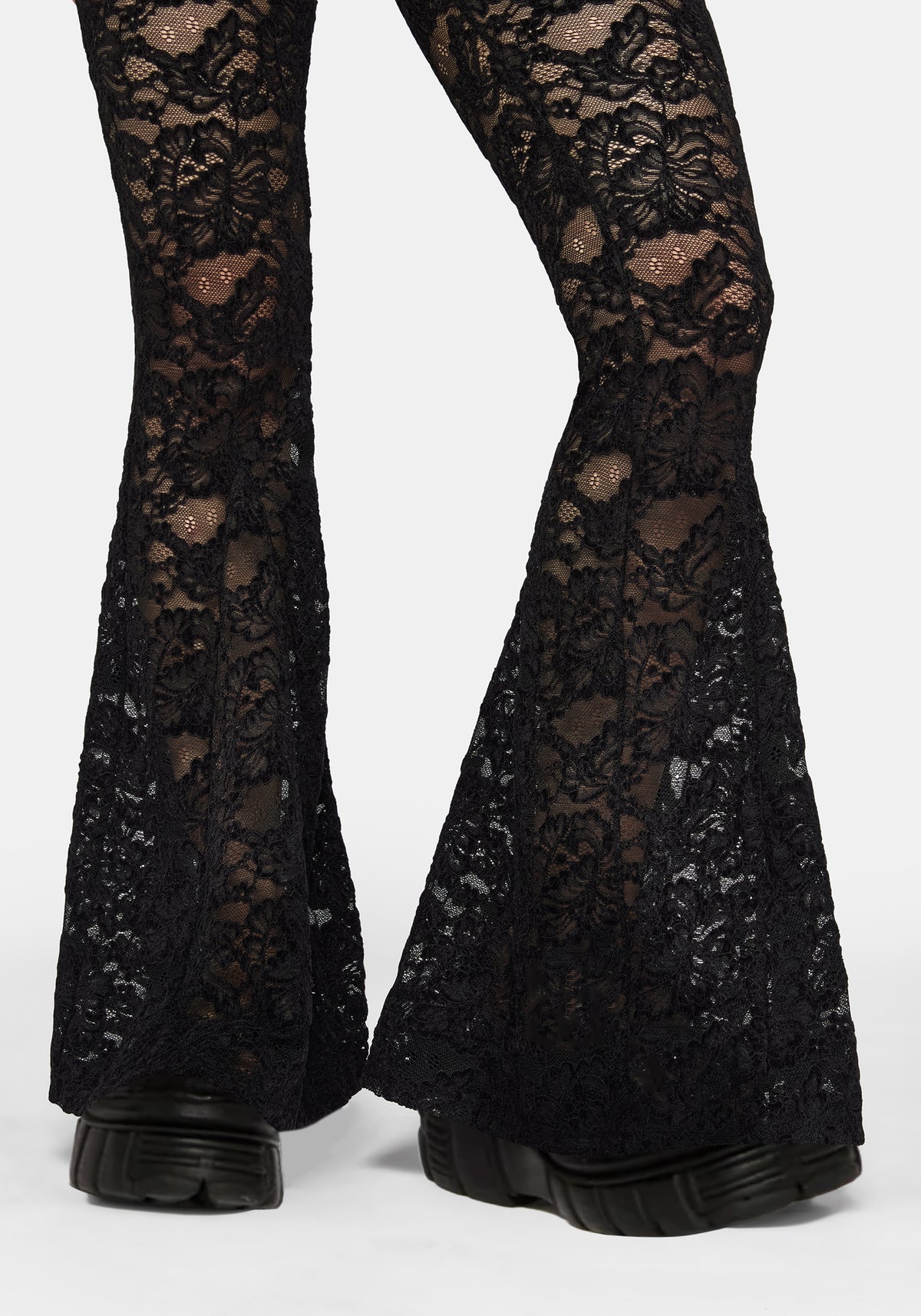 Amina Flocked Lace Flare Pants