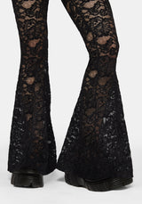 Amina Flocked Lace Flare Pants