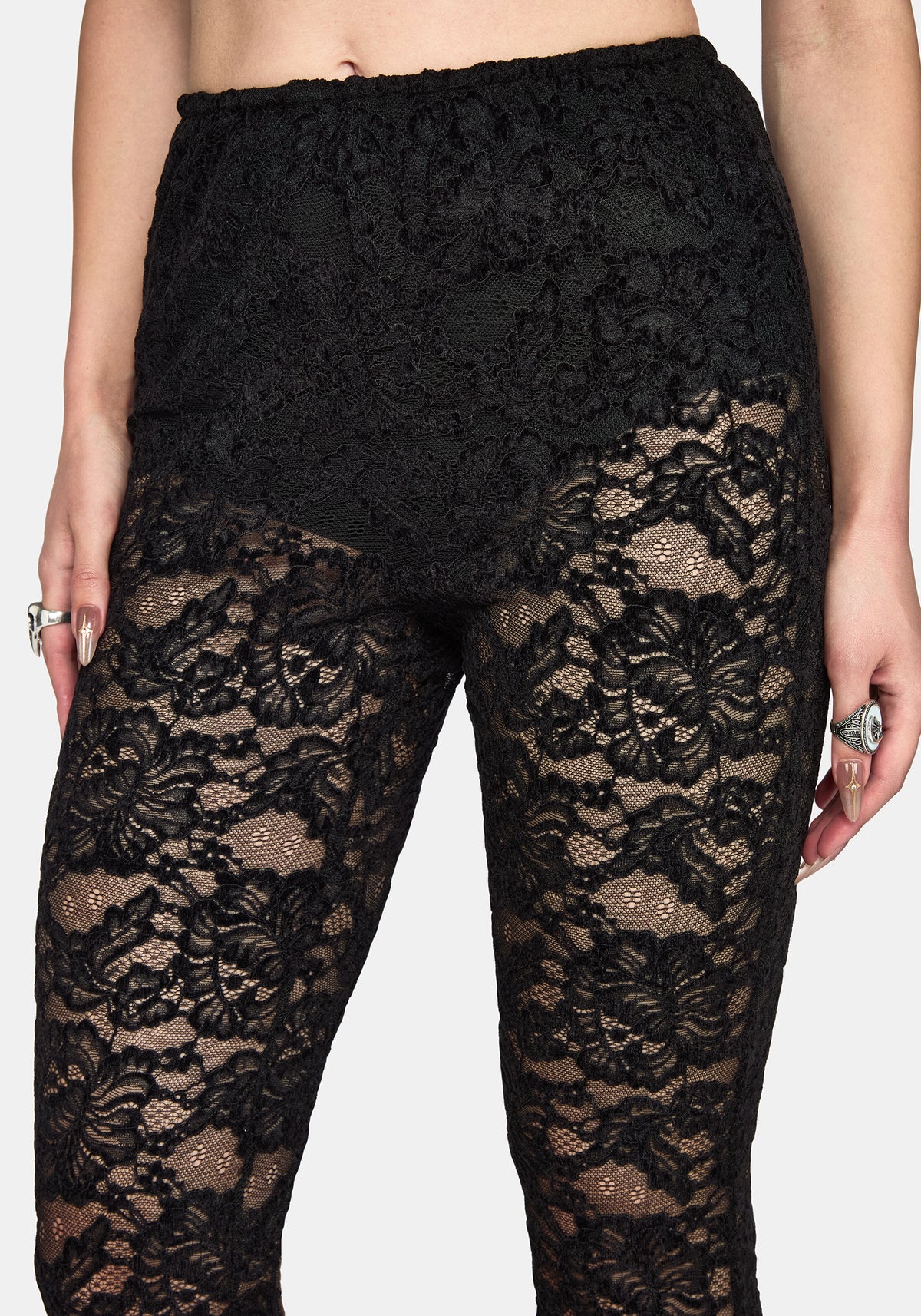 Amina Flocked Lace Flare Pants