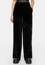 Tigris Embroidered Velour Wide Leg Trouser