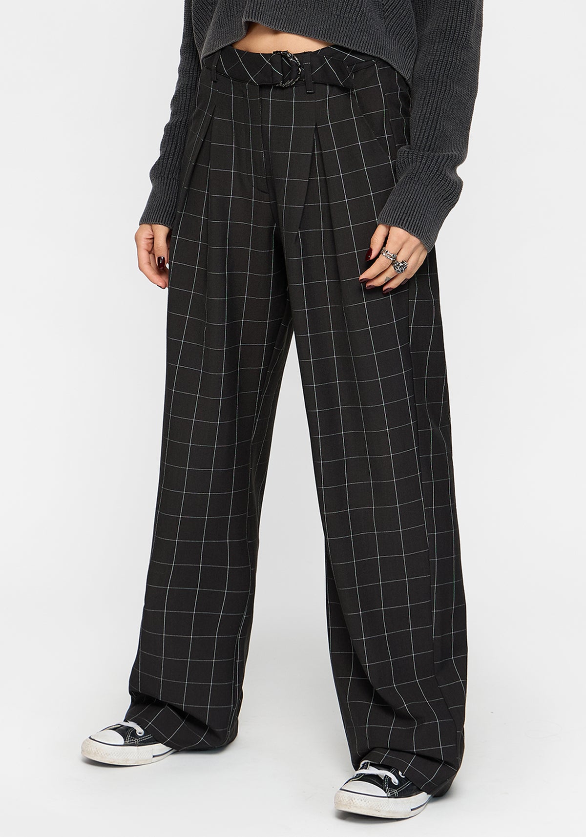 Brandi Check D-Ring Straight Leg Pants
