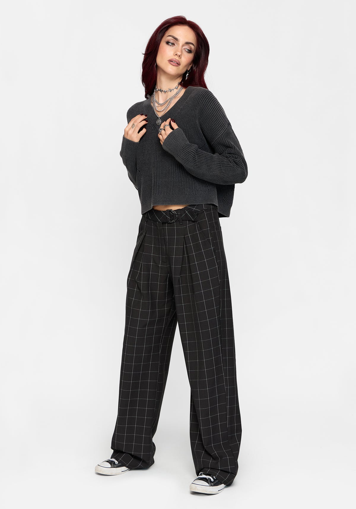 Brandi Check D-Ring Straight Leg Pants