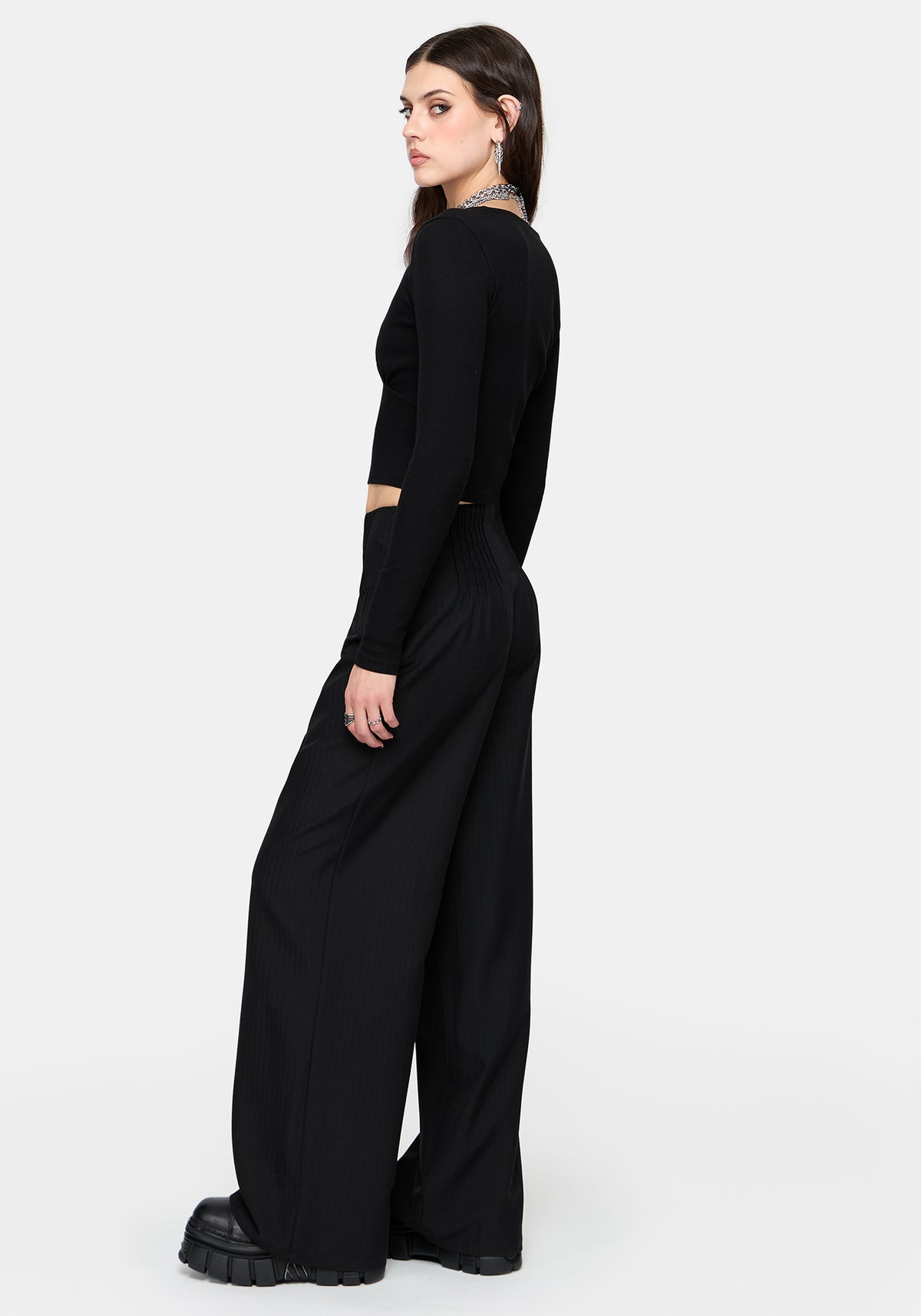 Suki Wide Leg Micro Pleated Trouser