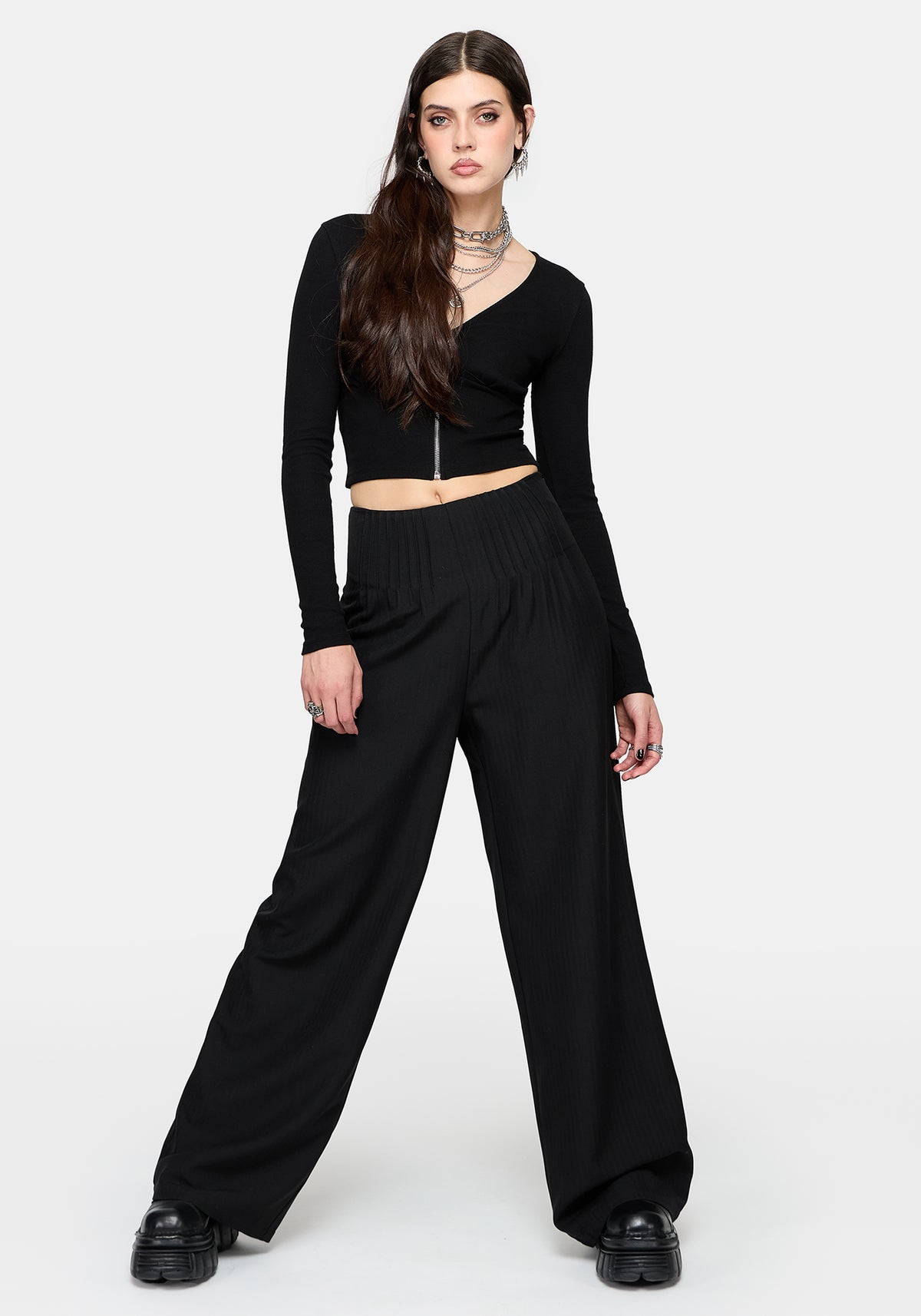 Suki Wide Leg Micro Pleated Trouser