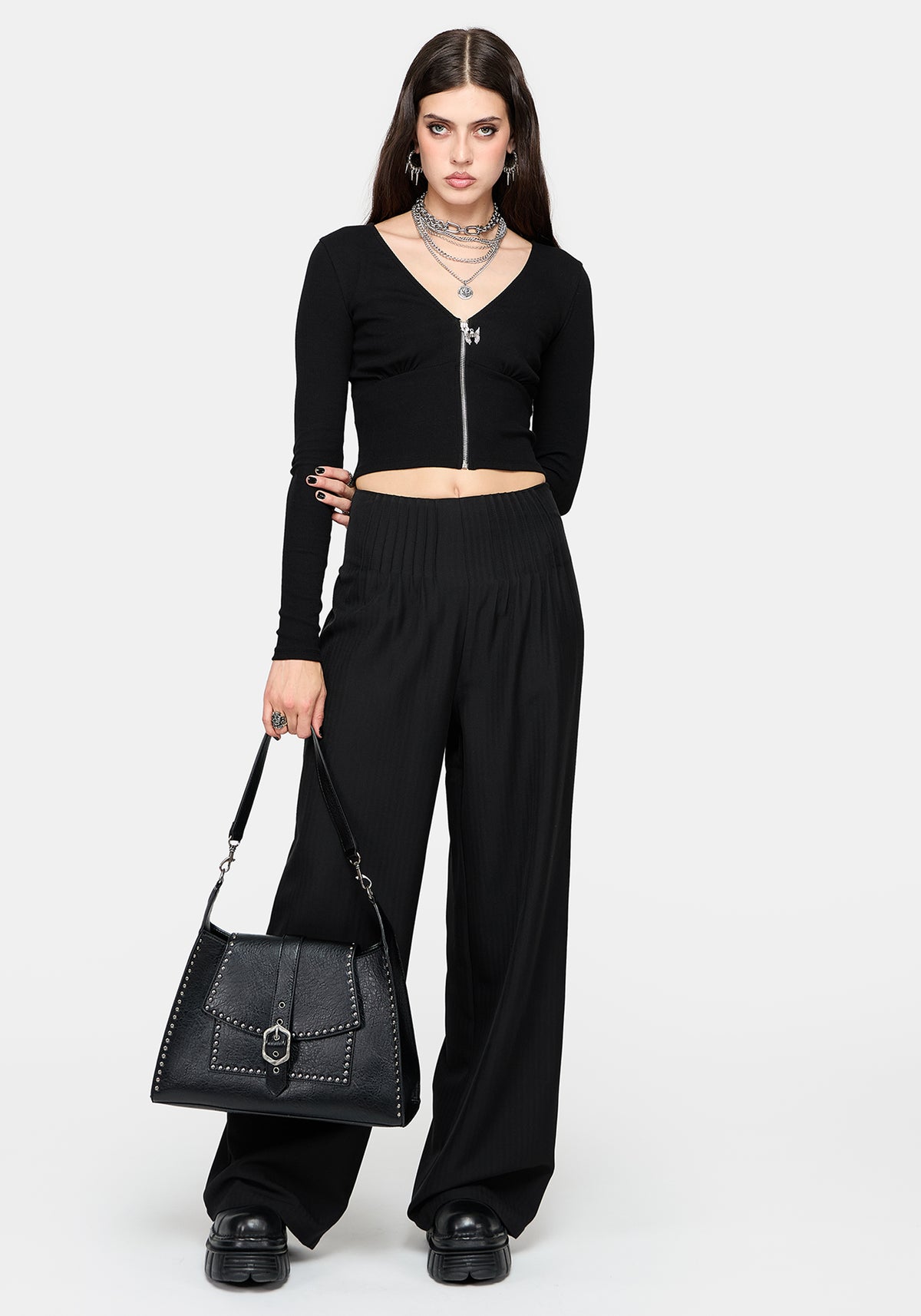 Suki Wide Leg Micro Pleated Trouser