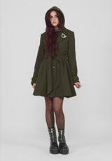 Cyrene Belted Removable Hood Coat
