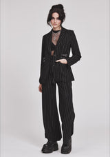 Charli Pinstripe Buckle Oversized Blazer