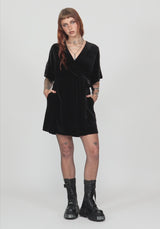Tigris Embroidered Velour Wrap Kimono Mini Dress