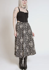 Hexweave Print Button Down Pleated Midi Skirt