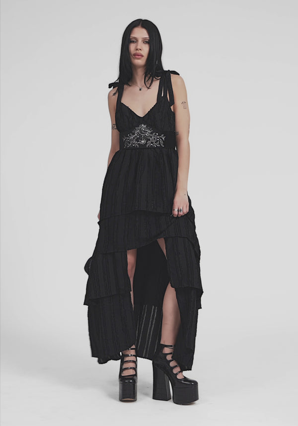 blue dress for baby girl Black with Red Punk/Grunge Dress / Female Weaving Knit Dress with Pentagram on A Collar main image 1