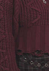 Olkra Weave Chunky Knit Sweater - Burgundy