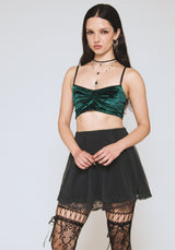 Ami Velour Ruched Bralet - Green