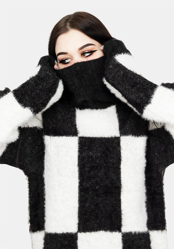 Two-Tone Checkerboard Sweater