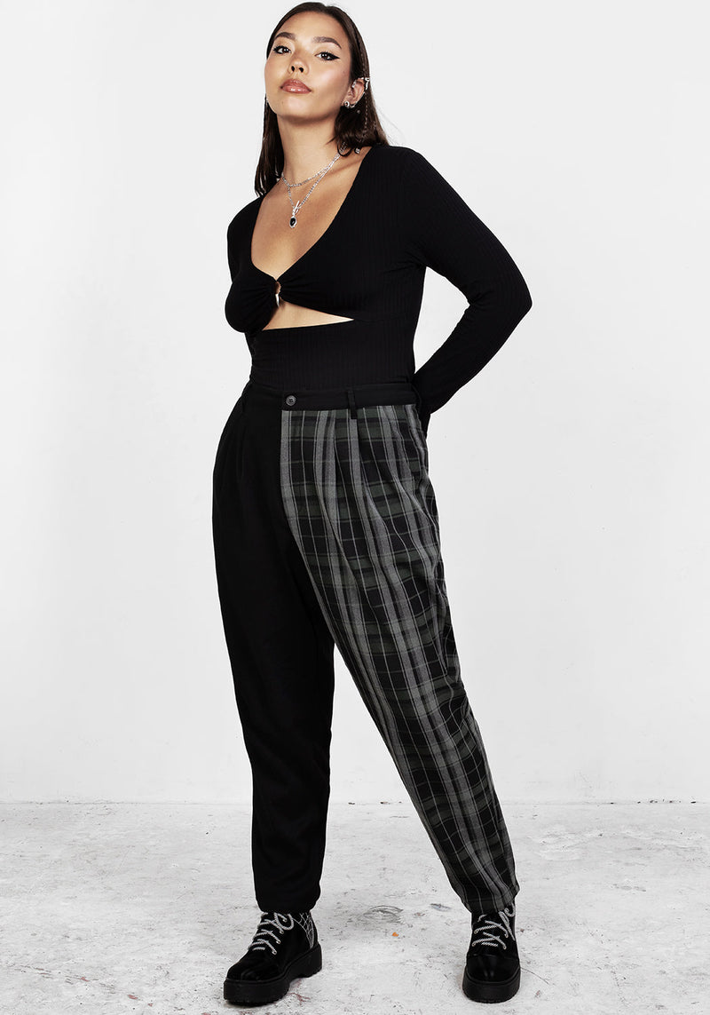 Checkmate - High Waisted Trousers for Women