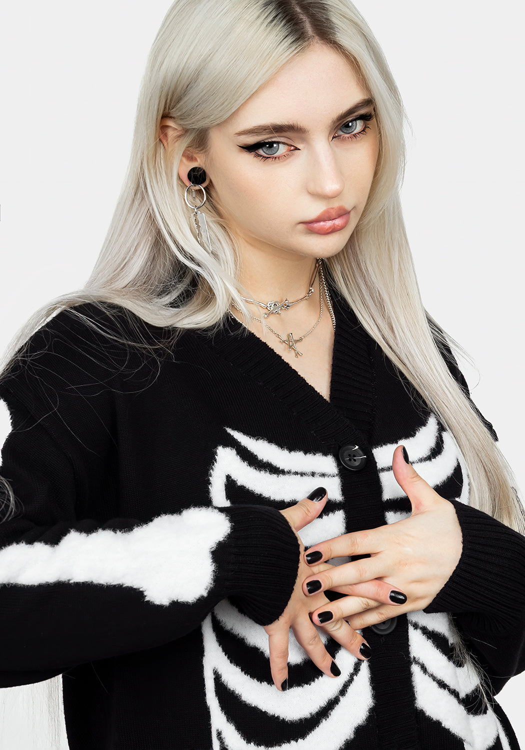 Skeletus Oversized Cardigan | Disturbia - Shop Women's Gothic