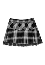Uh-Oh Mixed Check Low Rise Skirt