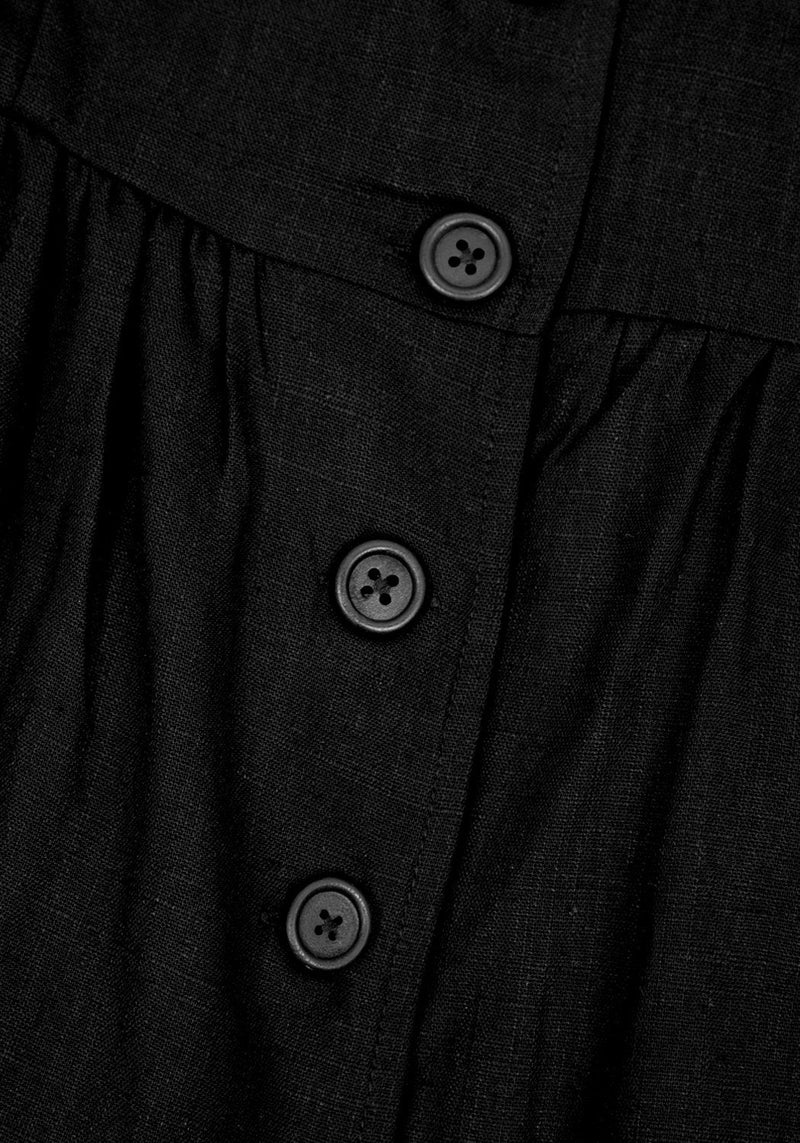 Rowan Linen Button Up Midi Dress | Disturbia - Shop Women's Gothic, Alternative & Dark Romantic Fashion, Accessories & Homeware Rowan Linen Button Up Midi Dress | Disturbia - Shop Women's Gothic, Alternative & Dark Romantic Fashion, Accessories & Homeware