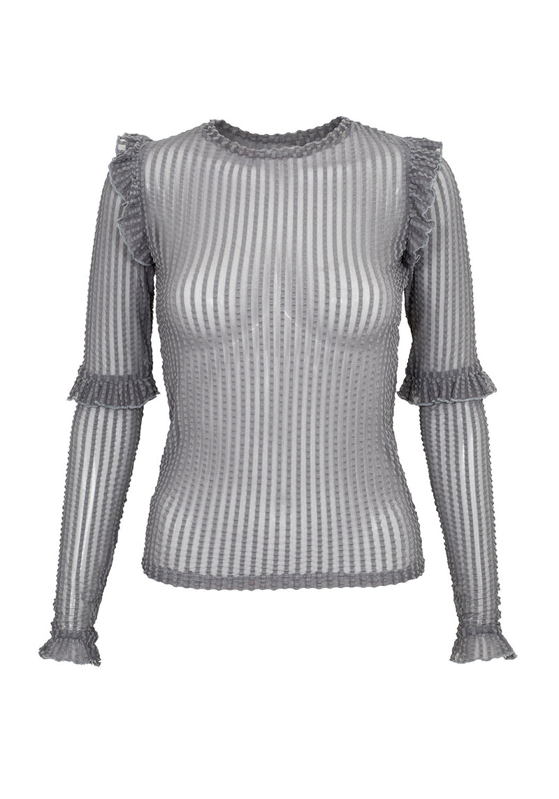 MOURNING RUFFLE TOP GHOST GREY