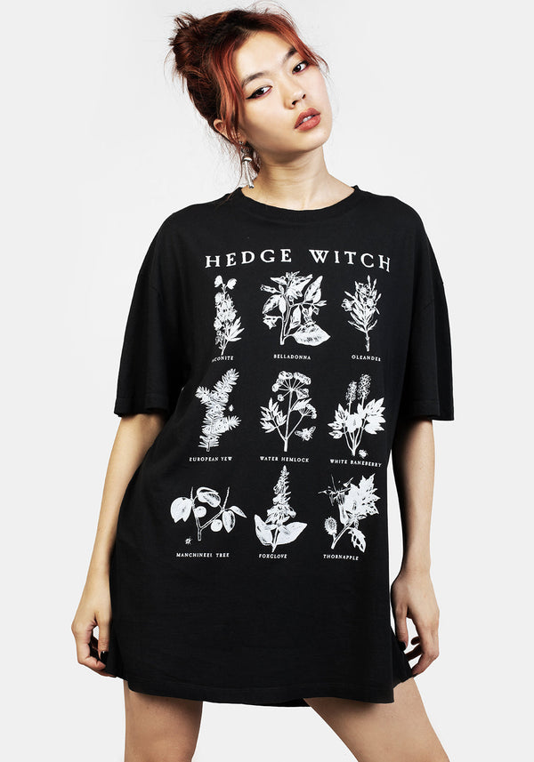 Hedgewitch Black Garment Washed Oversized Tee Dress