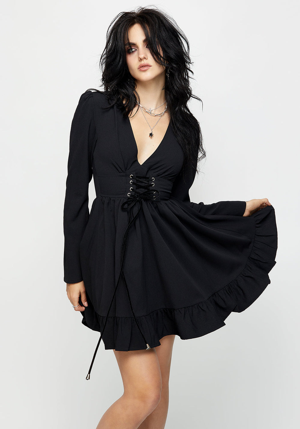 Aura Lace Up Mini Dress | Disturbia