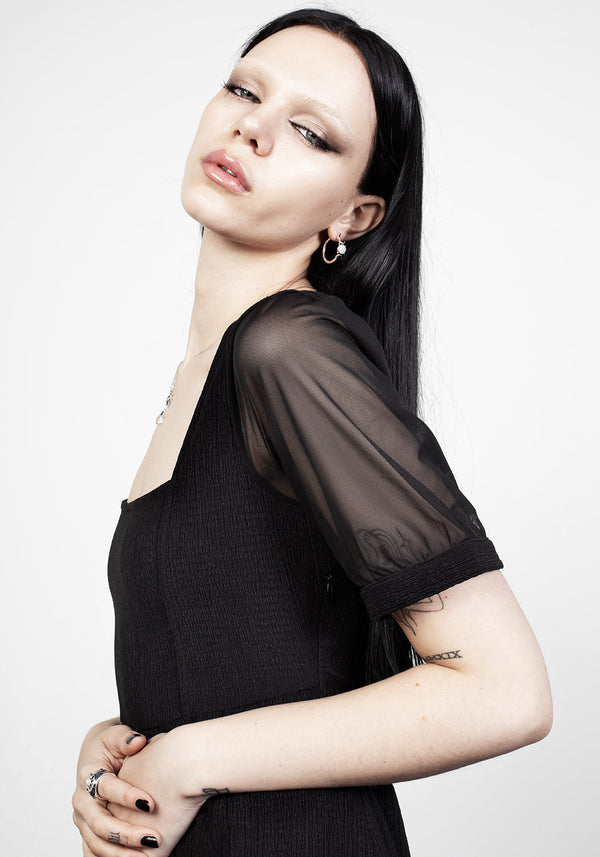 Ammit Midi Dress with Sheer Sleeves