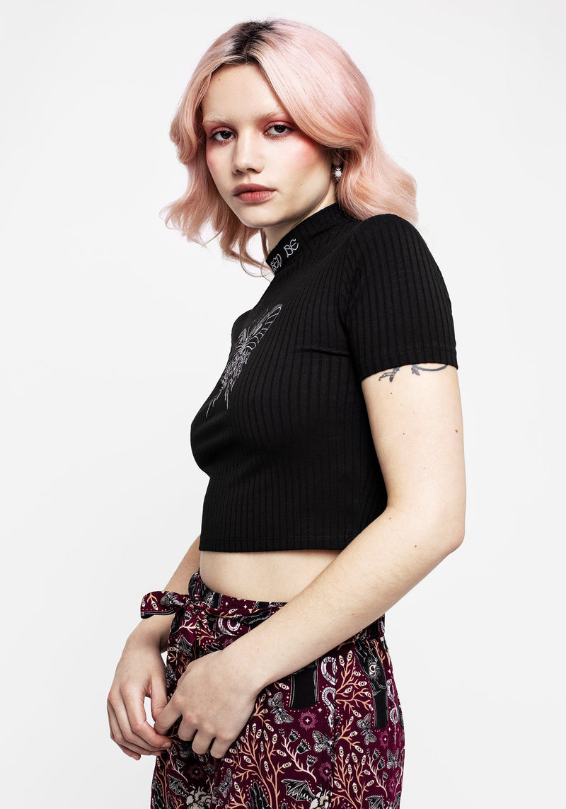 Dolore Rib Embroidered Crop Top