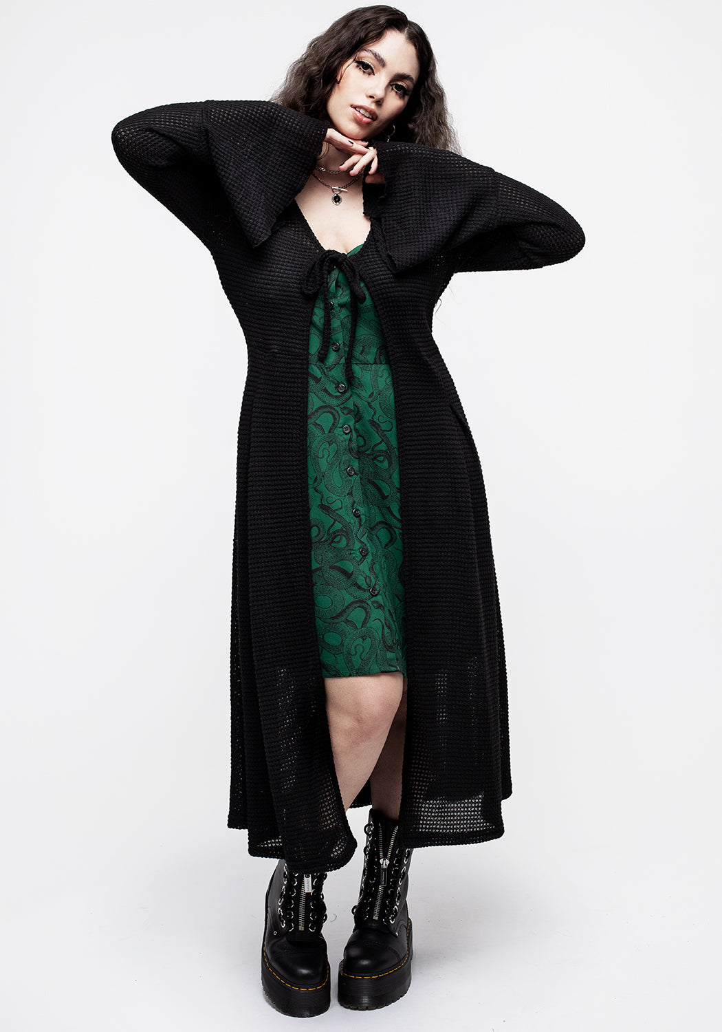 Xana Textured Tie Front Long Cardigan | Disturbia - Shop Women's