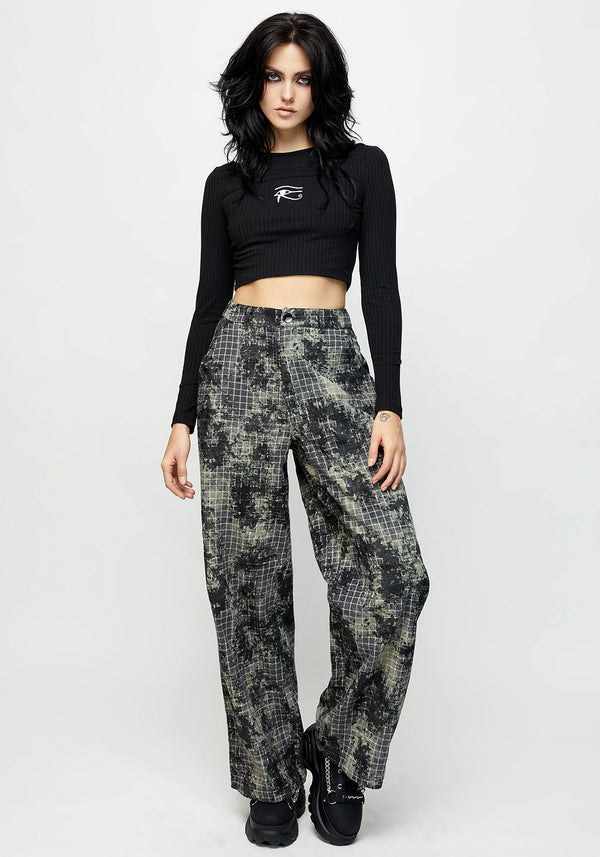 Grime Check Wide Leg Trousers