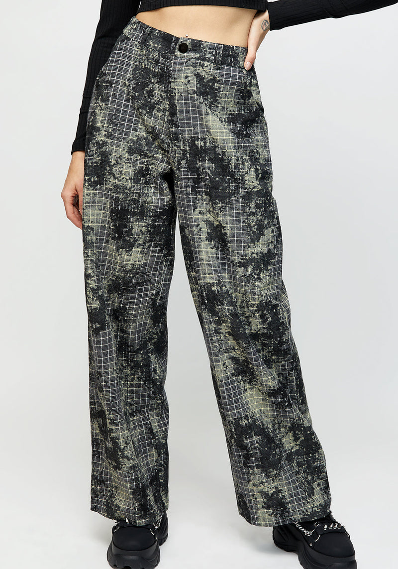 Grime Check Wide Leg Trousers