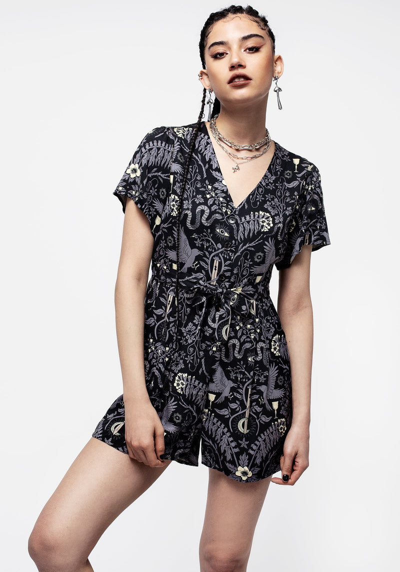 Hecate's Garden Button Up Playsuit