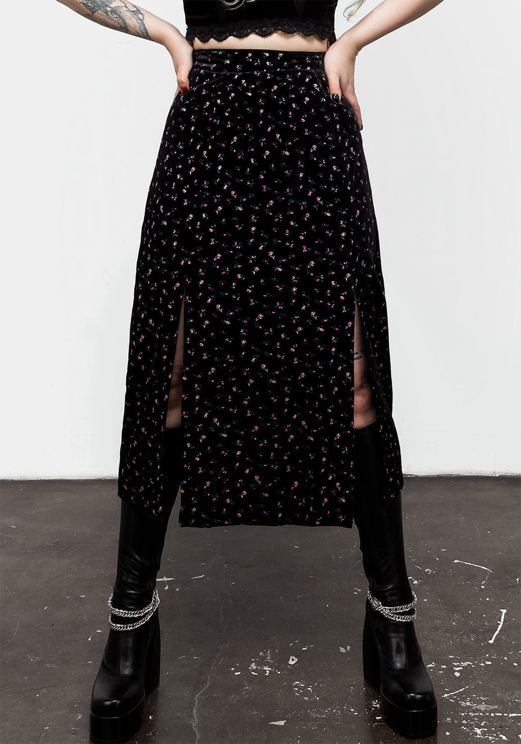 ODESSA SPLIT MIDI SKIRT - RUST main image 1