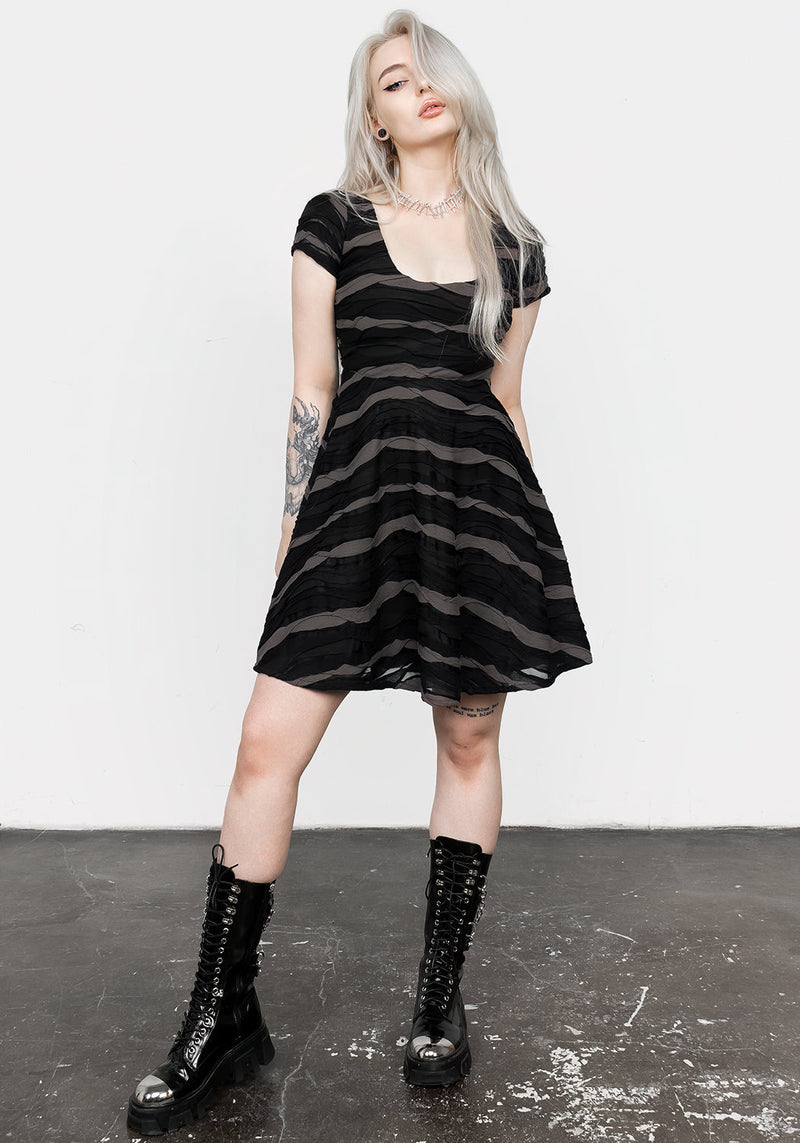 Distortion Short Sleeve Mini Skater Dress