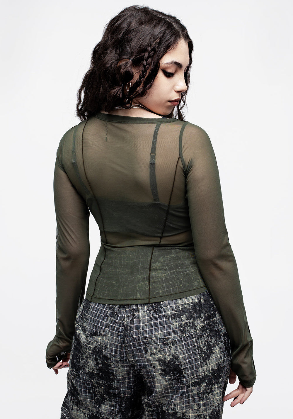 Dissident Asymmetric Seam Mesh Top - Green | Disturbia - Shop