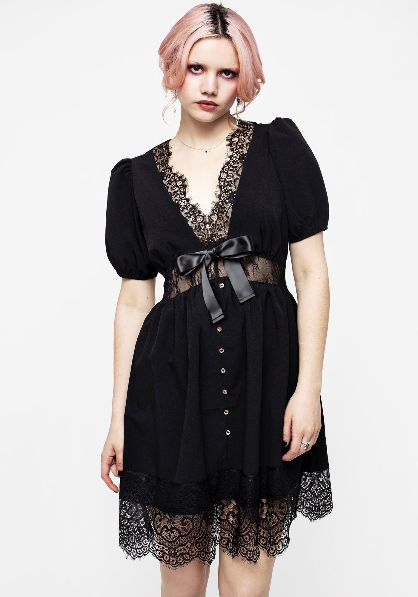 Mortuary Lace Button Up Mini Dress | Disturbia - Shop Women's
