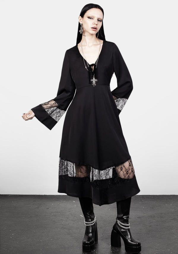 Amaya Lace Panelled Midi Dress