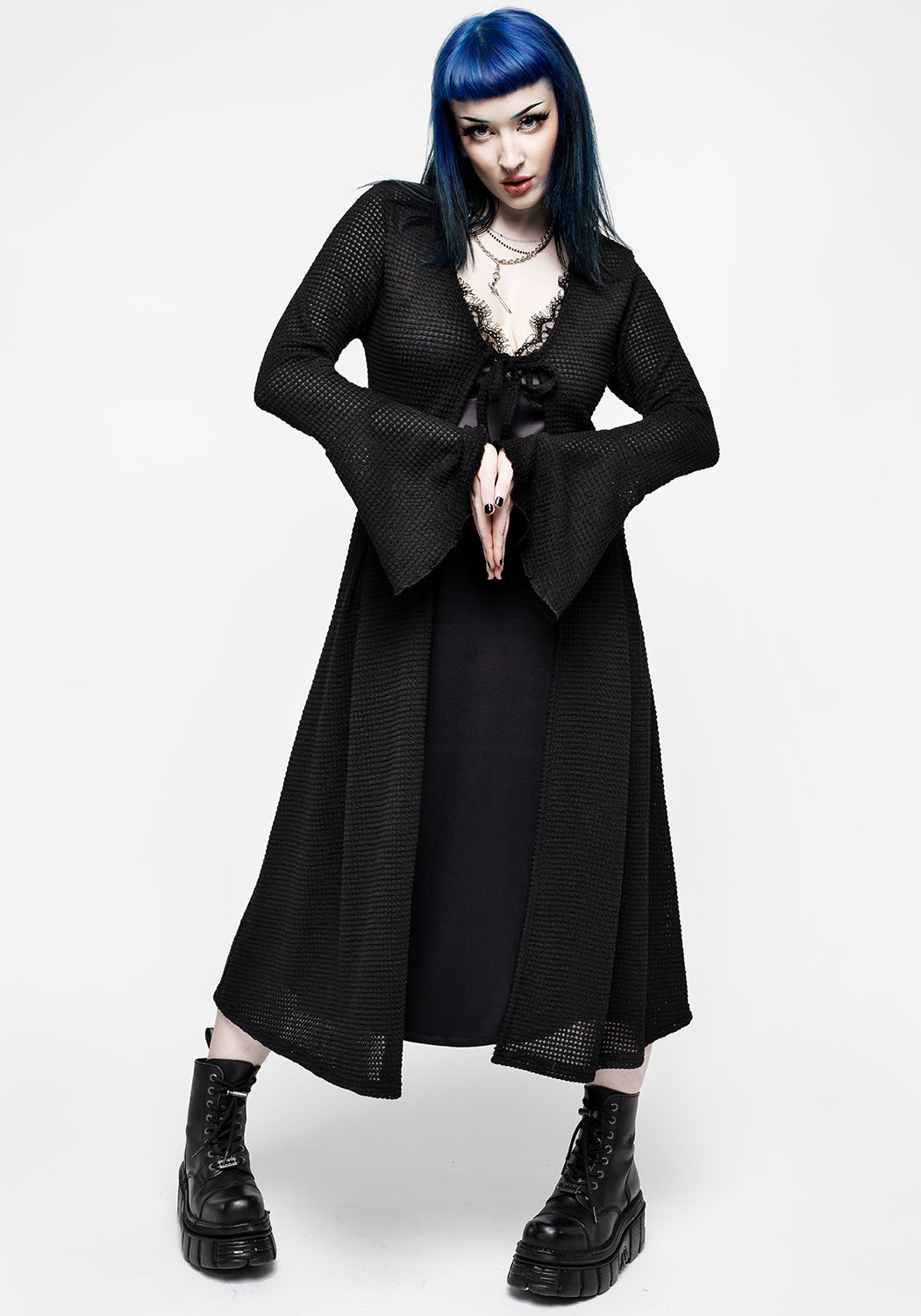 Xana Textured Tie Front Long Cardigan | Disturbia - Shop Women's