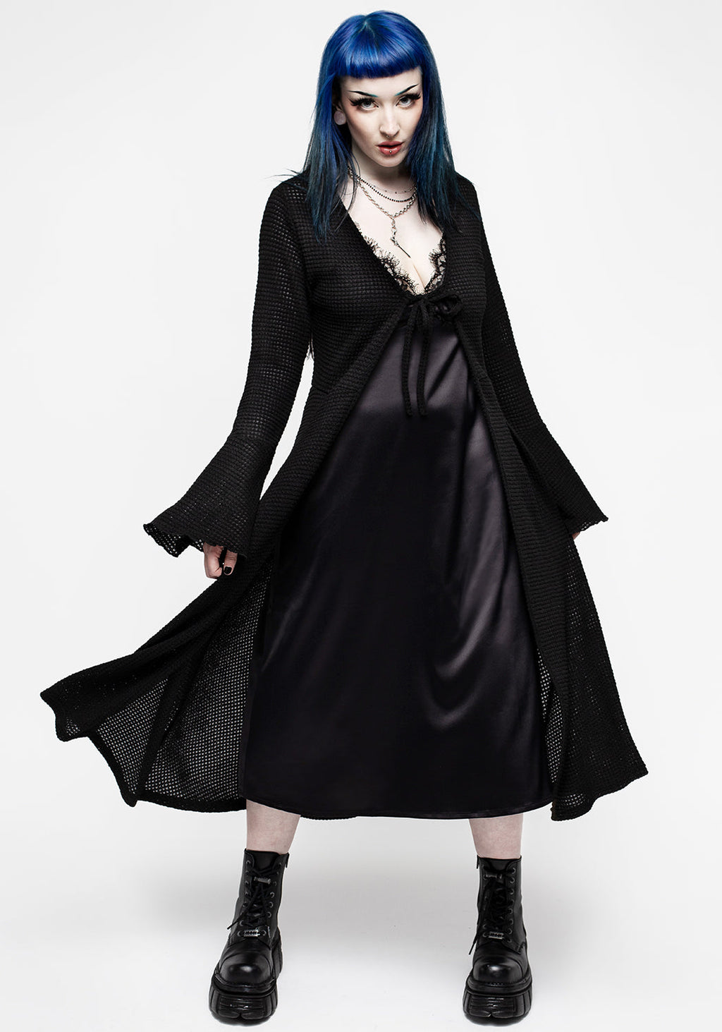 Xana Textured Tie Front Long Cardigan | Disturbia - Shop Women's