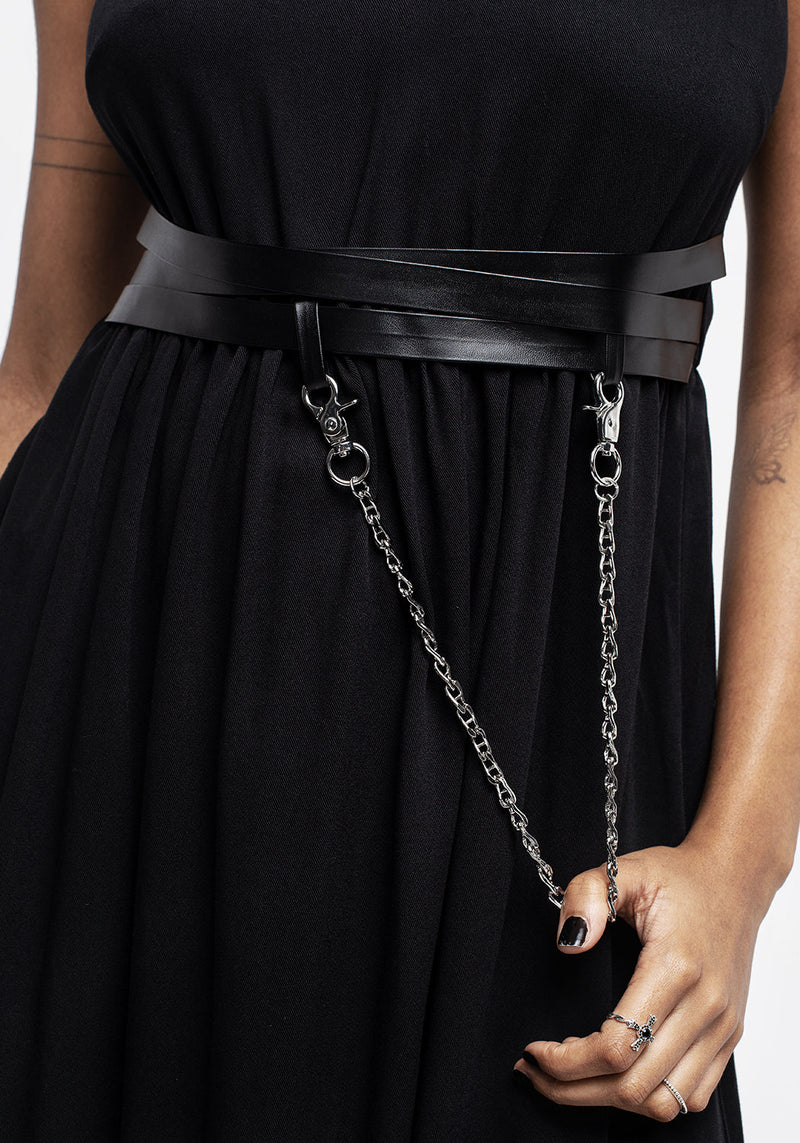 Raven V-Neck Sleeveless Chain Midi Dress