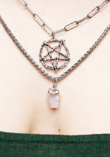 Triune 3 Layered Necklace Pentagram and Crystal